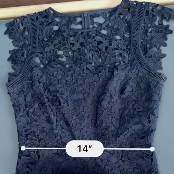 Eliza J Lace Asymmetric Cocktail Dress Navy Size 6 - Picture 8 of 12